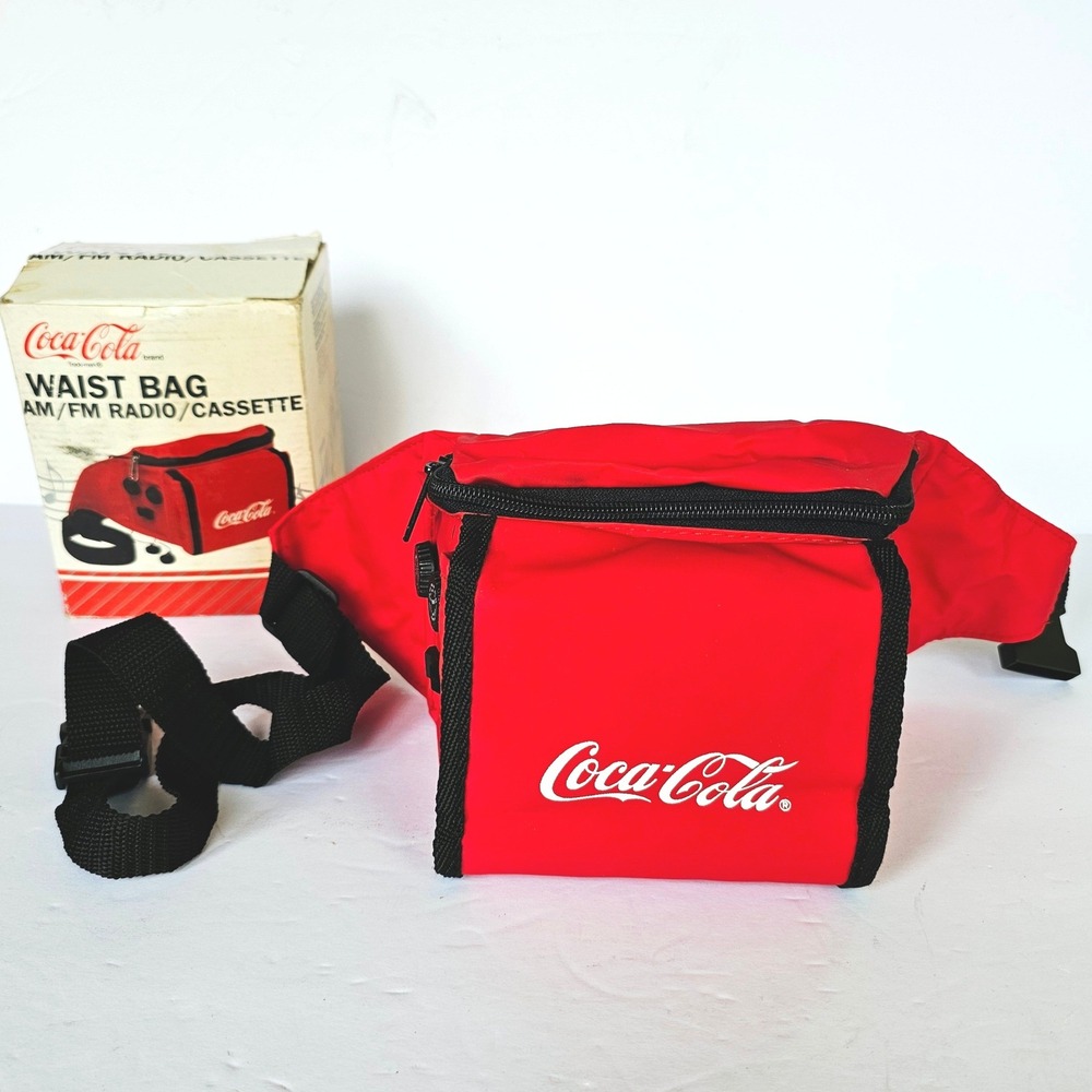 Vintage Coca-Cola Waist Bag AM/FM Radio Cassette Player Fanny Pack Red Retro